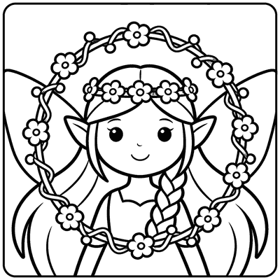 Color Fairy Braiding Vines Into a Flower Crown together